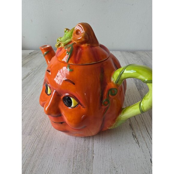 Anthromorphic pumpkin picture ceramic Halloween jack-o'-lantern unique fall deco - Picture 3 of 8